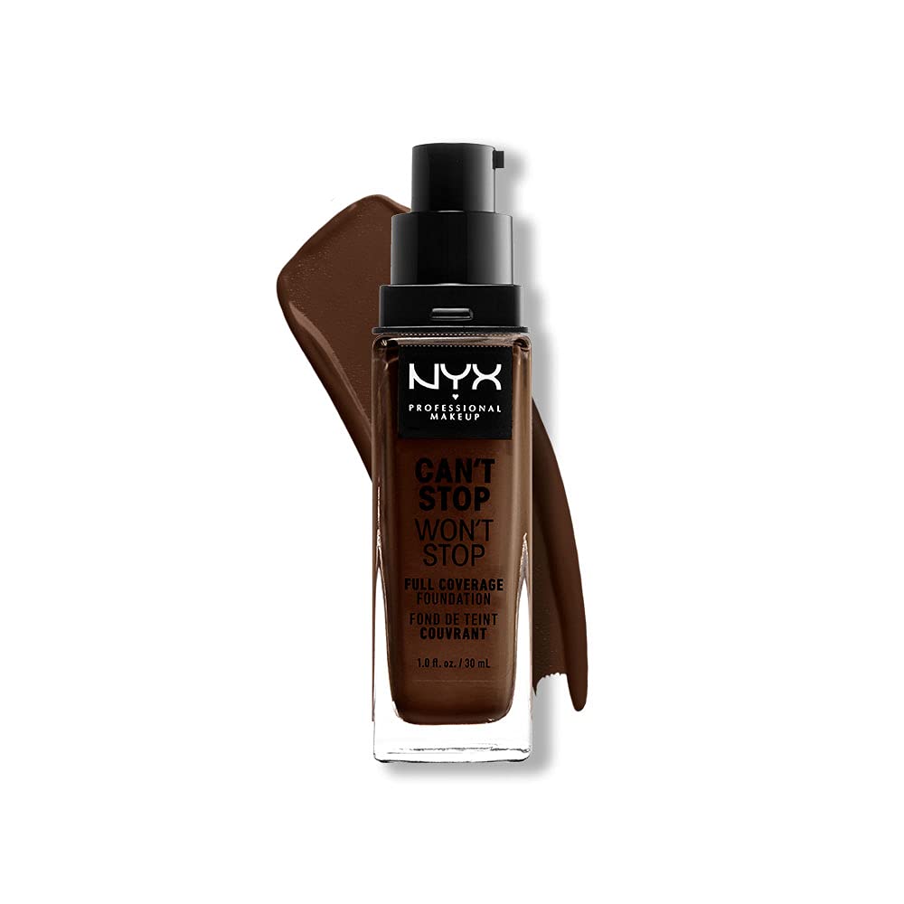 NYX PROFESSIONAL MAKEUP Can't Stop Won't Stop Foundation, 24h Full Coverage Matte Finish - Deep Ebony