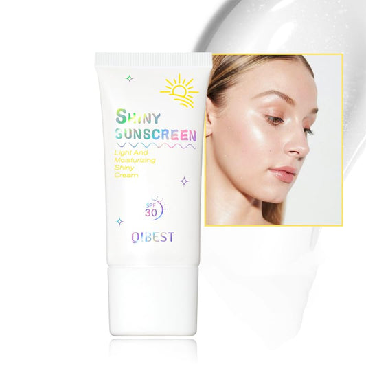 Shimmer Face Primer with Sunscreen, SPF 30, Highlighting Fine Glitter Brightening + Sun Protection, Moisturizing Sunscreen, Natural & Refreshing, Oil-Controlling,Non-Greasy Isolation Primer
