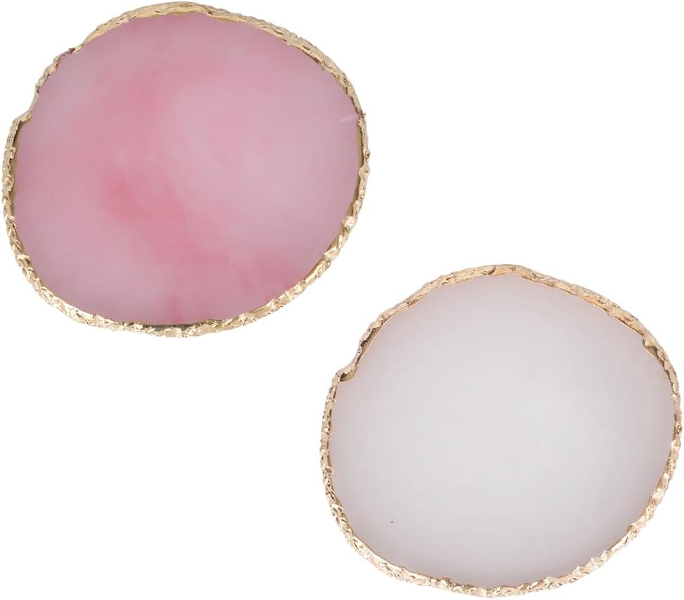 Nail Polish Palette, 2Pcs Resin Nail Art Palette, Nail Painting Mixed Color Palettes, Gold Edge Makeup Mixing Tray, Nail Supplies For Nail Techs, Nail Art Display Board(Orbicular)