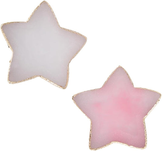 Nail Polish Palette, 2Pcs Resin Nail Art Palette, Nail Painting Mixed Color Palettes, Gold Edge Makeup Mixing Tray, Nail Supplies For Nail Techs, Nail Art Display Board(Star)