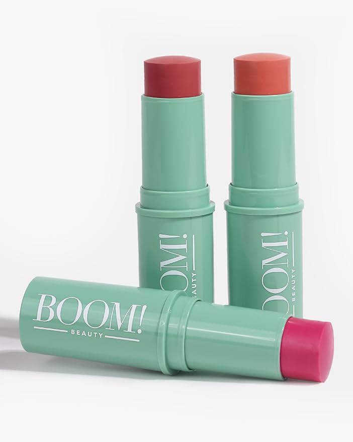 Boomstick Trio ® Cheek and Lip: Peony Pink, Golden Peach and Rose Nude 3-in-1 Blush, Eye and Lip Stick Pen for All Skin Types Boom Beauty by Cindy Joseph