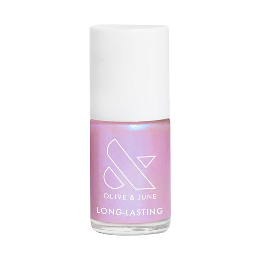 Olive & June Long Lasting Nail Polish | Plump, Gel-Like Finish No Lamp Needed | Lasts up to 10 days | Salon-Quality at Home | 15-Free, Vegan Cruelty-Free Chip-Resistant | Pink Goldfish Pink Iridescent