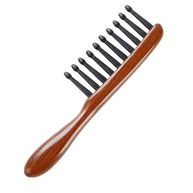 Nine Teeth Meridian Massage Comb - Scalp Massage Comb Gua Sha Ebony Wood Head Massager for Hair Growth, Hair Massage Wooden Gift for Women (Golden sandalwood, 7.9” x 1.8”)
