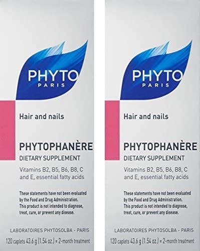 PHYTO Phytophanère 100% Natural Hair Loss Thinning Dietary Supplement, 4-Month Supply,Capsule, 120 Count (Pack of 2)