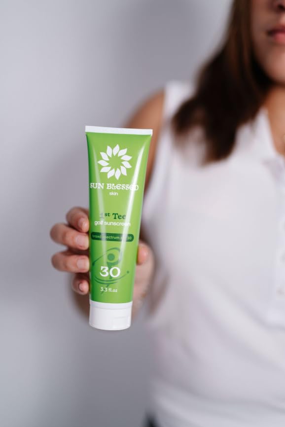 1st Tee Golf Sunscreen Lotion by Sun Blessed Skin, SPF 30 Odor Free, Lightweight and Grease Free Formula, Water and Sweat Resistant for all Skin Tones and Skin Types, 6.6 fl oz