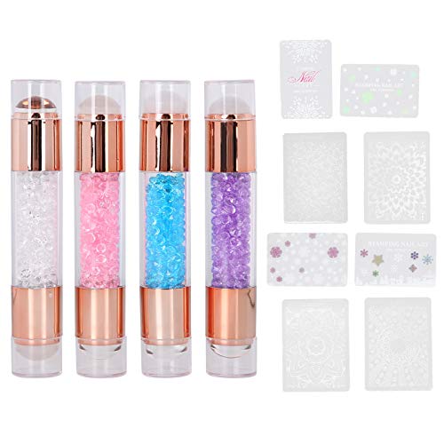 4Sets Manicure Art Stampers Silicone Stamp Pens Nail Stamping Plates Double Ended W/Nail Seal Plate Manicure Stamp Pen for home nail salon use