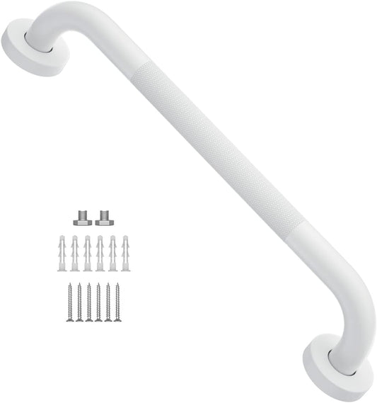 16 Inch Anti Slip Shower Grab Bar Oil Rubbed White, Munzong Bathroom Grab Bar, Knurled Bathroom Balance Bar,Safety Hand Rail Support Handicap Elderly Injury Senior Assist Bath Handle
