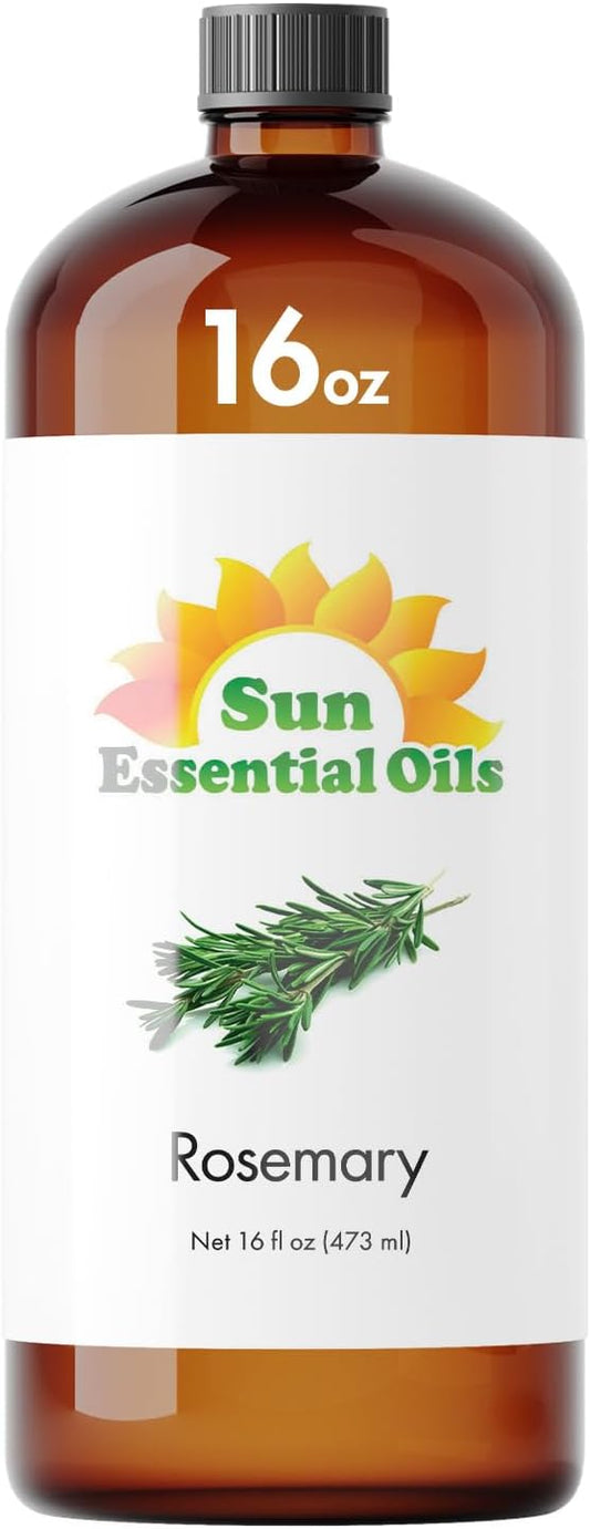 Sun Essential Oils - 16 oz Rosemary Essential Oil for Hair Growth, Skin, Scalp - Drops for Diffuser, Humidifier & Aromatherapy Massage - DIY Candle, Lotion & Shampoo Making - Help Sleep