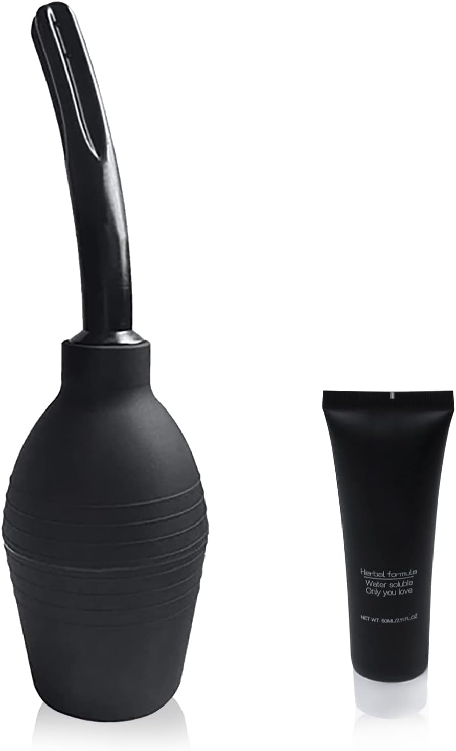 Abyclean Anal Douche Enema Bulb Kit with Lube Vaginal Douche Enema Cleaner for Women’s or Man’s Health (310ml Black)