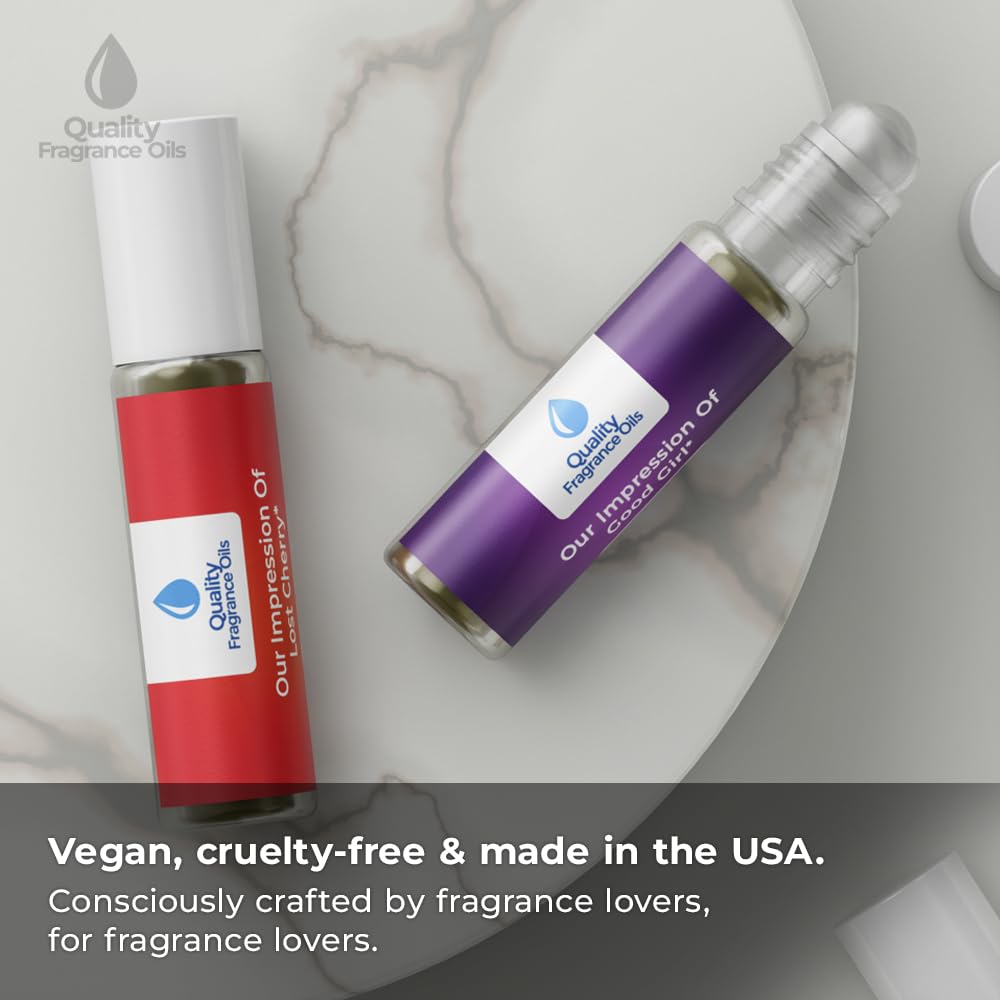 Quality Fragrance Oils' Lost Cherry Impression #335 | Long-Lasting Perfume Oil, Alcohol-Free, Strong Scent, 10ml Roll-On | Affordable Alternative to Designer Fragrances