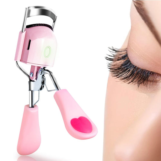 Pinkiou Heated Eyelash Curler for Women USB Rechargeable Lash Curler Long Lasting Ironing Electric Eyelash Curler with Silcone Pad Replacable Great Makeup Tools for Her