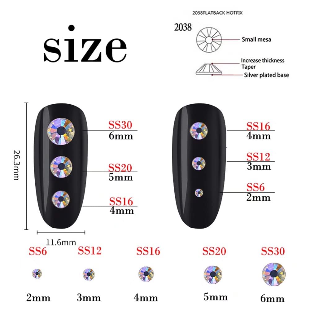 1000 Pieces SS20 5mm Flatback Rhinestones Clear Glass Round Gems Crystals for Nail Art DIY Crafts Clothes Shoes Bags （Black）