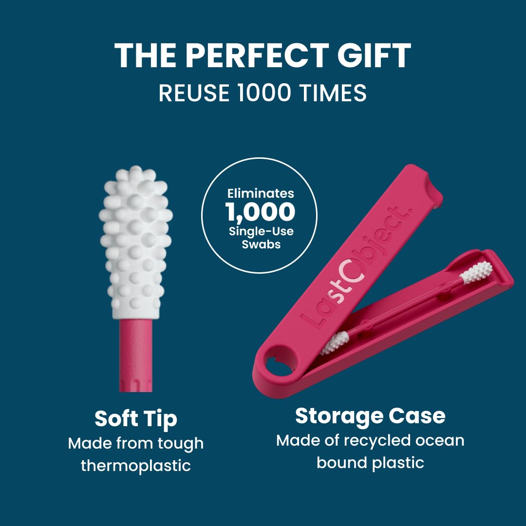 LastSwab® Reusable Cotton Swabs for Ear Cleaning - The Sustainable and Sanitary Alternative to Single-Use Q Tips - Zero Waste and Easy to Clean - Comes with a Convenient Travel Case Holder - Red