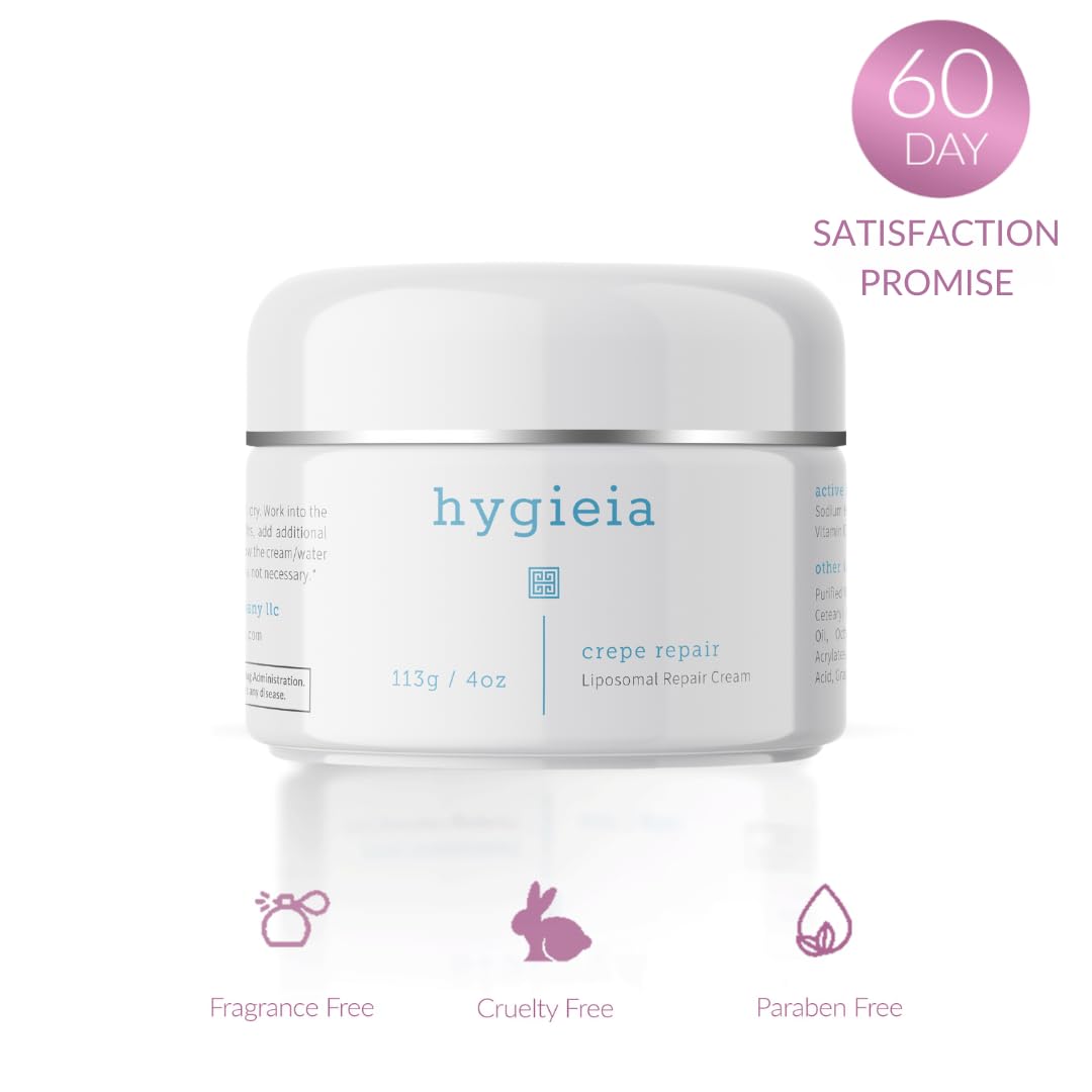 Hygieia + Crepey Skin Liposomal Repair Cream – Anti-Aging Lotion for Arms, Neck & Body – Retinol, Hyaluronic Acid & Idebenone – Firming, Wrinkle & Loose Skin Corrector, 4oz