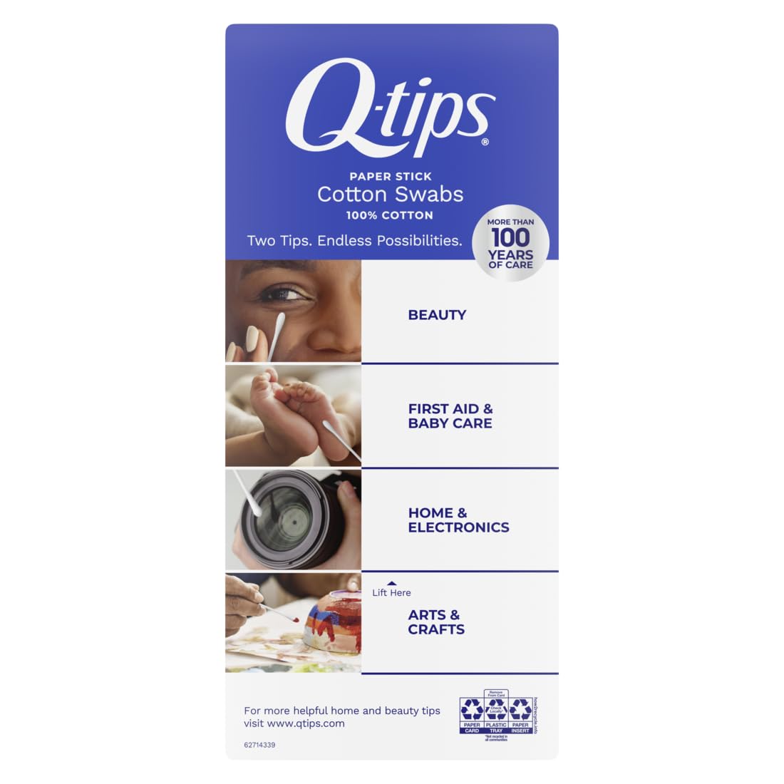Q-tips Cotton Swabs, Original, For Home, First Aid and Beauty, 100% Cotton, 625 Count