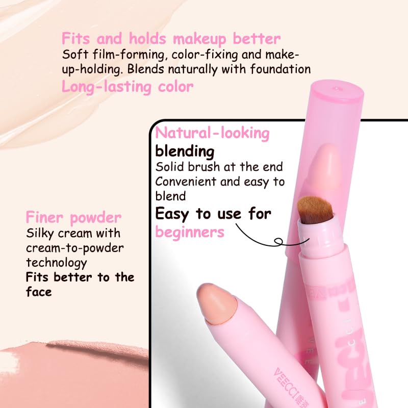 Blush Stick - Precise Makeup Stick with Brush, Moisturizing, Long-lasting Buildable Color for Easy Sculpting, Highly Pigmented Matte Finish, Ideal for Foundation & Concealer