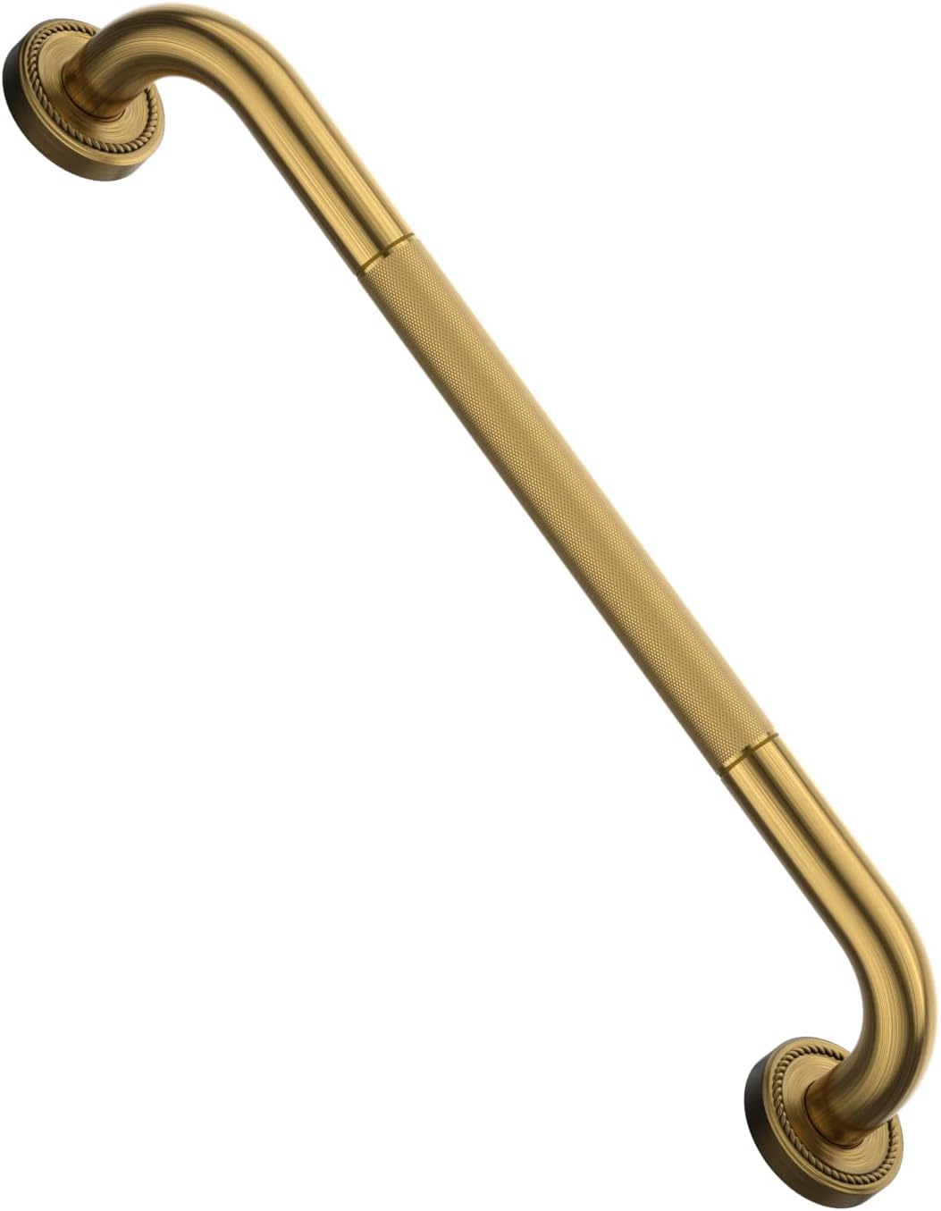 20 Inch Bronze Shower Grab Bar Gold, Munzong Antique Brass Bathroom Grab Bar w/Anti-Slip Knurled Grip, Bathroom Balance Bar, Safety Bath Handrail Support, Handicap Injury Elderly Senior Assist Handle