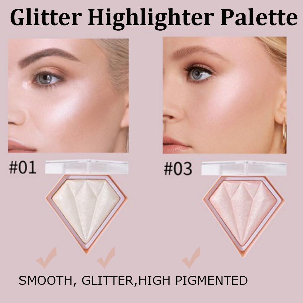 Pink Highlighter Makeup Palette, Face Highlighter Palette Glitter Highlighter Palette Shimmer Highlighter Powder for Face Cheek Illuminator Iluminadores de Maquillaje(03)
