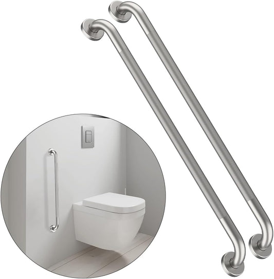 36 Inch Anti Slip Shower Grab Bar, Munzong 2 Pack Brushed Nickel Bathroom Grab Bar, Knurled Bathroom Balance Bar,Safety Hand Rail Support Handicap Elderly Injury Senior Assist Bath Handle