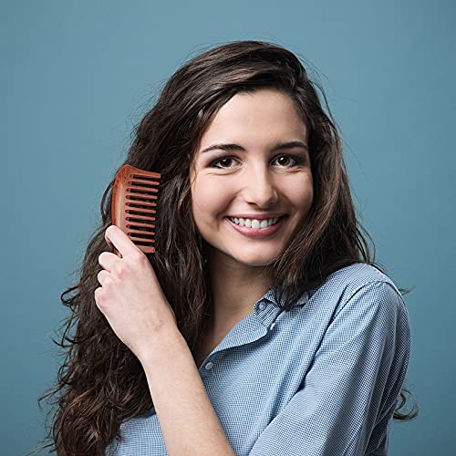 Louise Maelys Wide Tooth Hair Comb for Curly Hair - Red Sandalwood Detangler Combs for Women