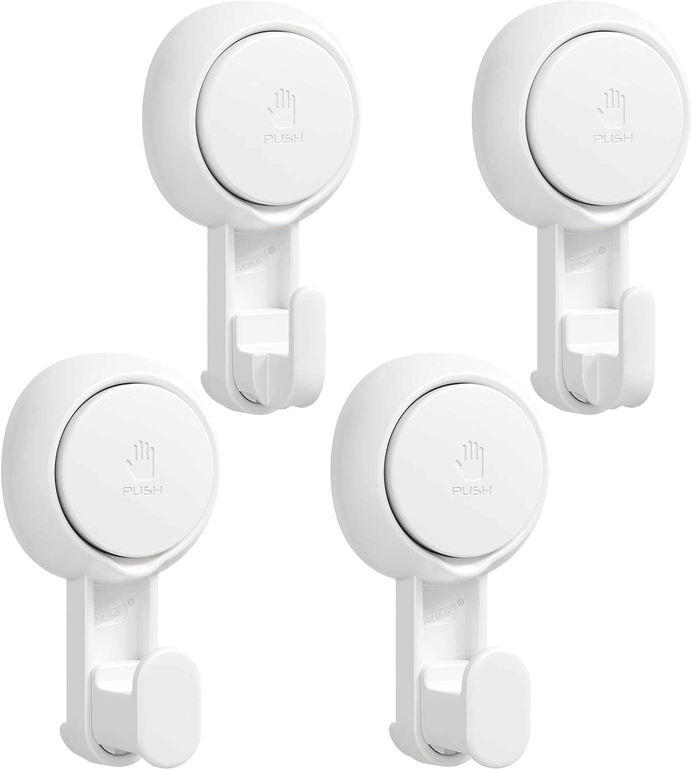 TAILI Suction Towel Hook for Bathroom, Damage-Free Hanging Hooks for Inside Shower Wall, Powerful Vacuum Suction Cup Shower Holder for Towel, Loofah, Cloth, Easy to Install and Remove, White, 4 Pack