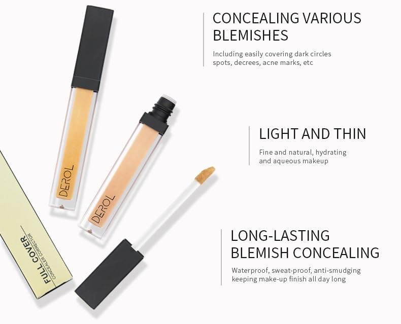 Liquid Concealer Makeup - Natural Coverage & Highly Pigmented Lightweight Concealers 6.5ml (01)