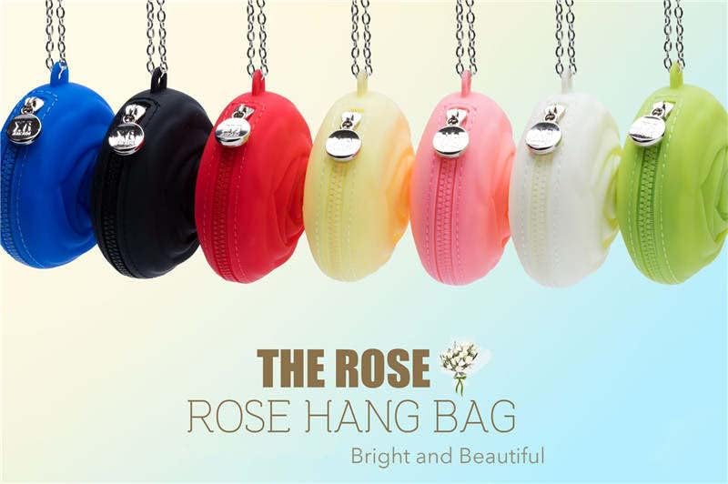 Menstrual Period Cup Case Storage Bag | Rose Design + Silicon Material | Easy to Carry, Clean, and use | Metal Chain Attached | Multi-use for Any Small Items - Blue