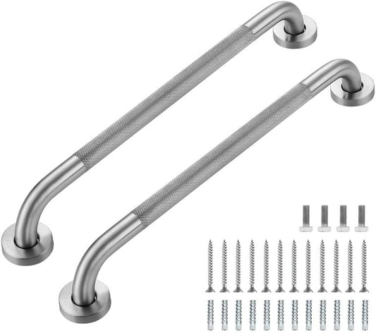 Grab Bars for Shower, 2 Pack 20-Inch Anti Slip Shower Handles for Elderly, Stainless Steel Handicap Grab Bars for Bathroom, Toilet (Brushed Nickel, 1" Diameter)