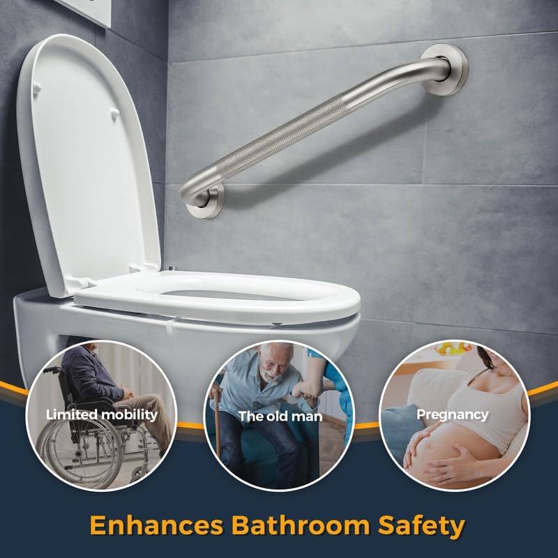 Grab Bars for Shower, 2 Pack 32-Inch Anti Slip Shower Handles for Elderly, Safety Shower Grab Bar, Stainless Steel Handicap Grab Bars for Bathroom,Toilet (Brushed Nickel, 1" Diameter)