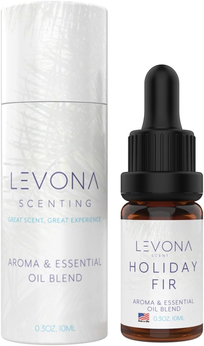 Levona Scent Christmas Essential Oils for Diffuser: Holiday Fir Essential Oil for Diffusers for Home - Essential Oils with Notes of Sandalwood & Amber Oil - Winter Fir and Balsam Fragrance - 10Ml
