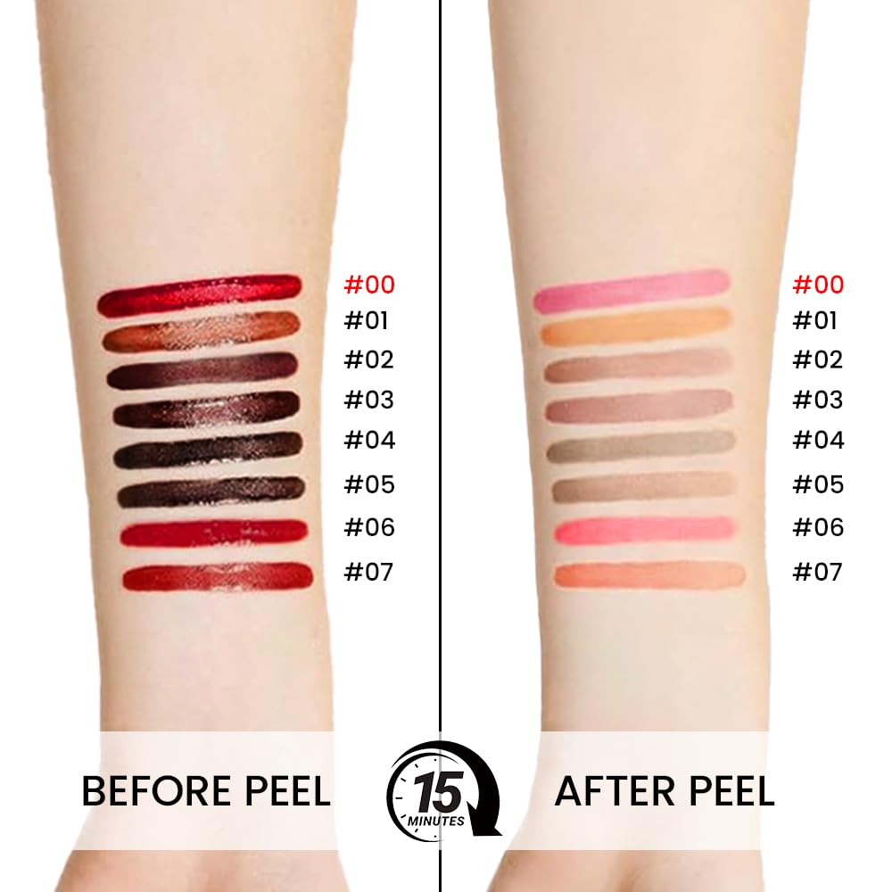 Matte Liquid Lip Stain Peel Off Lip liner Tattoo, Delicate Pink Matte Peel Off Lip Stain, Long Lasting Waterproof Lipstick Lip Gloss Stain, Transfer-proof for All Skin Types 0.12 fl oz 00#