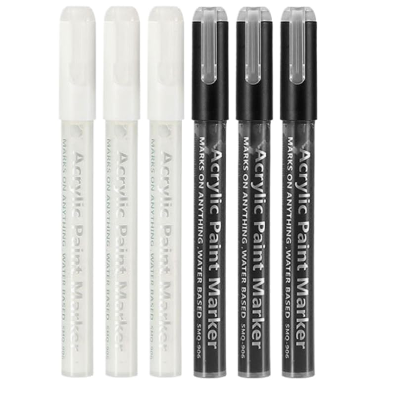 Nail Polish Pens Set, Nail Art Pens, Nail Pencil, DIY Drawing Painting Pen, for Nails DIY (3 black+3 White)