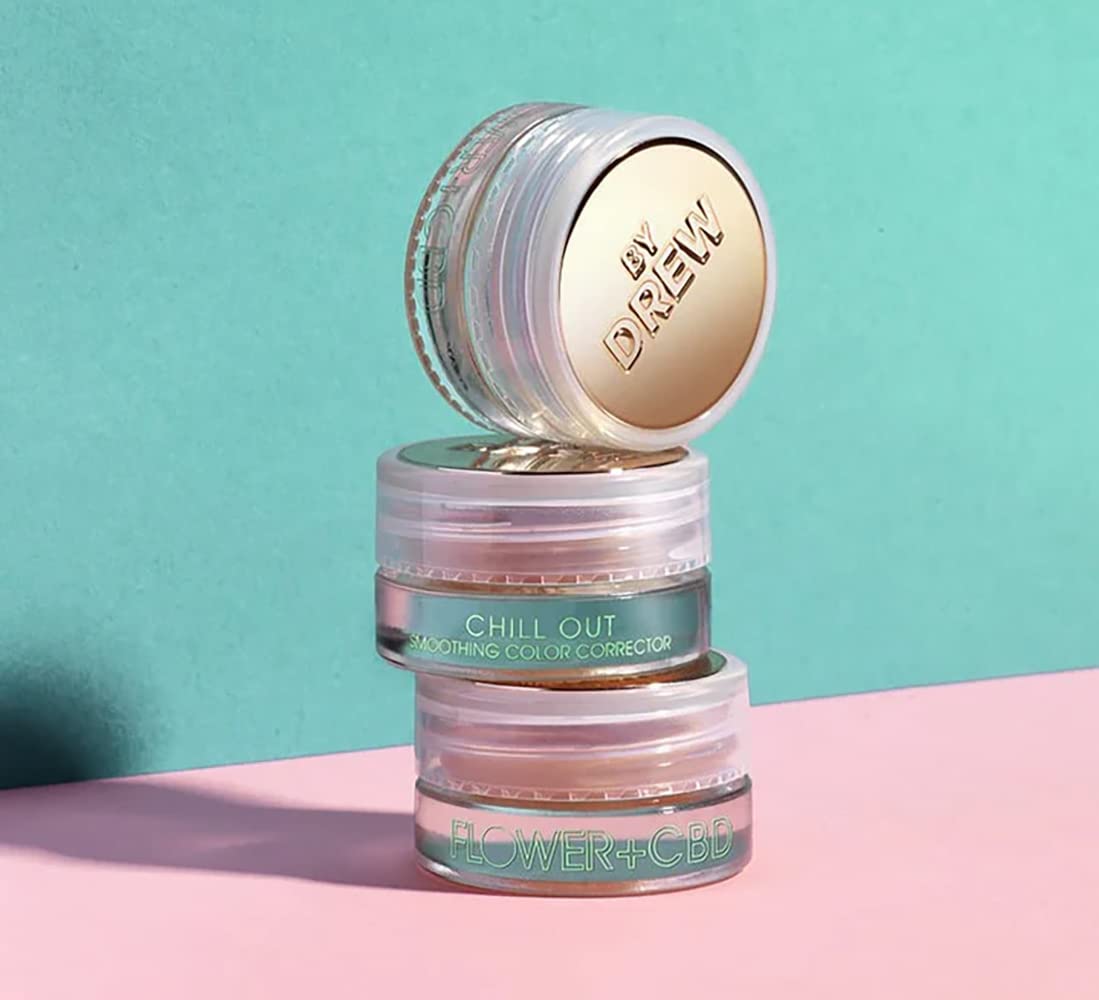 FLOWER Beauty By Drew Barrymore Chill Out Smoothing Color Correcting Cream - Conceals + Brightens Dark Circles - Hydrates + Moisturizes Skin - Makeup Infused With Vitamin E + Jojoba (Deep Peach)