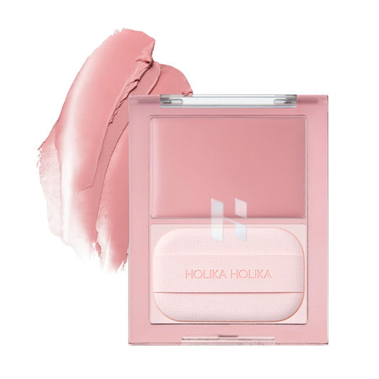 HOLIKA HOLIKA Colored Milk Cream Blush 06 TARO LATTE: Glowing, Natural Makeup, Glossy Finish, Soft, Creamy Dough like texture, Shimmer, Radiant, Plumping, Cheek, Lightweight, Clean, Buildable