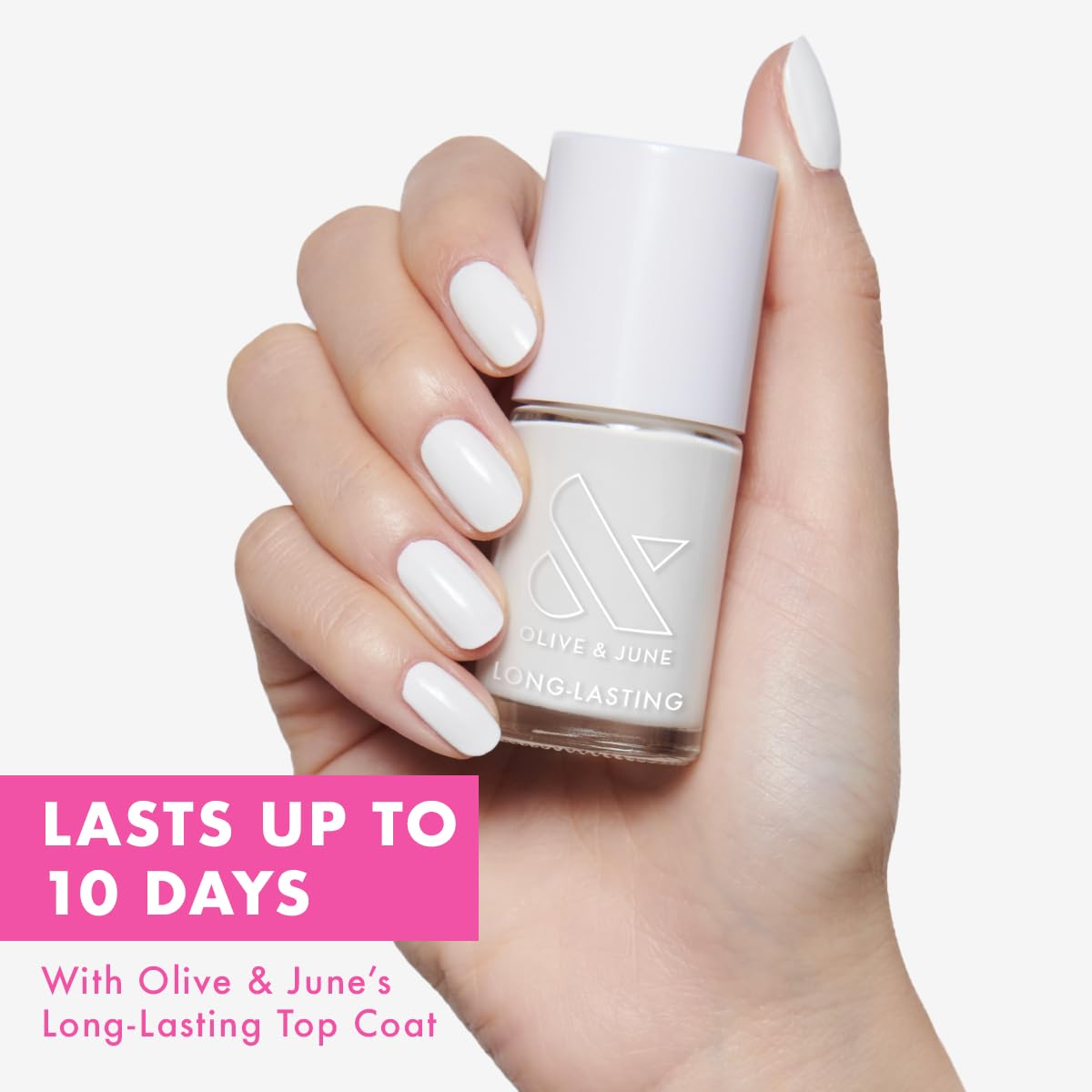 Olive & June Long Lasting Nail Polish | Plump, Gel-Like Finish No Lamp Needed | Lasts up to 10 days | Salon-Quality Color at Home | 15-Free, Vegan & Cruelty-Free Chip-Resistant Shine | HD Crisp White