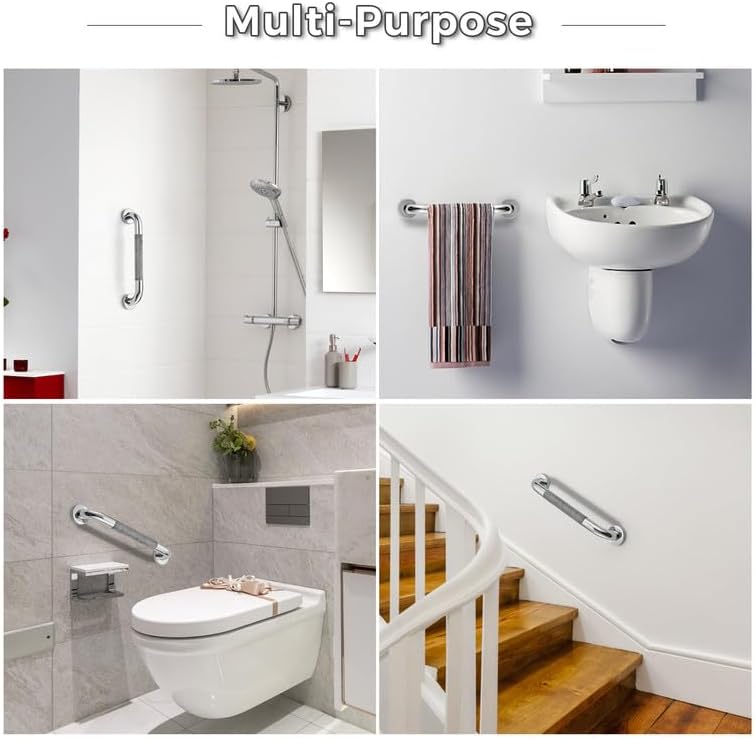 Grab Bars for Shower, 2 Pack 18-Inch Anti Slip Shower Handles for Elderly, Safety Shower Grab Bar, Stainless Steel Handicap Grab Bars for Bathroom (Polished Nickel 1" Diameter)