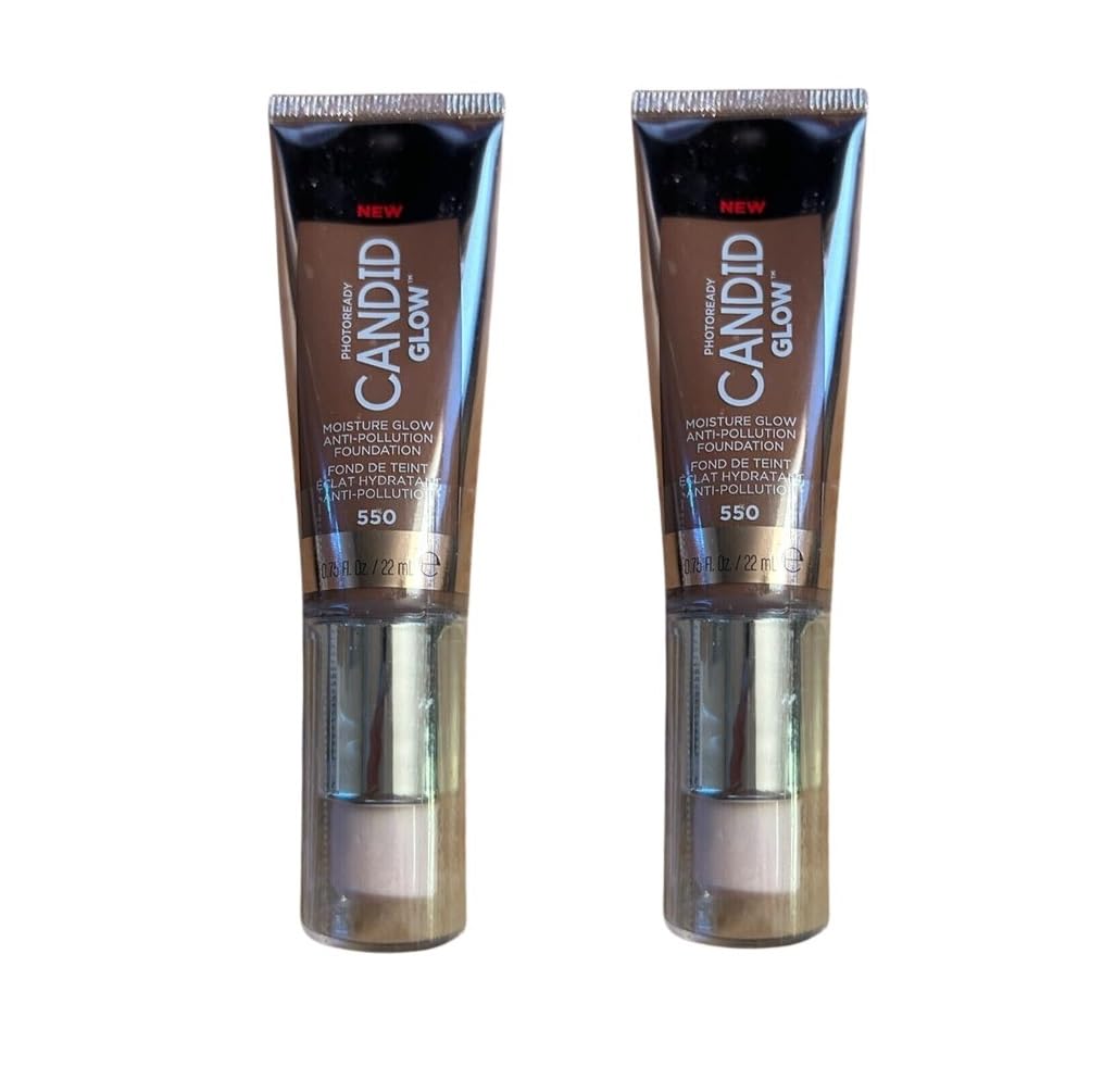 Pack of 2 Revlon Photoready Candid Glow Moisture Glow Anti-Pollution Foundation, Mocha 550