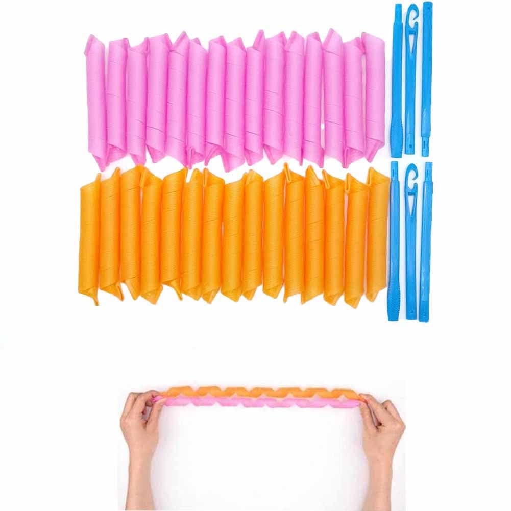 Heatless Hair Curling Set Magic No Heat Spiral Hair Curls Portable DIY Rollers Styling Kit Durable Beauty Makeup(30pcs*19.7in)