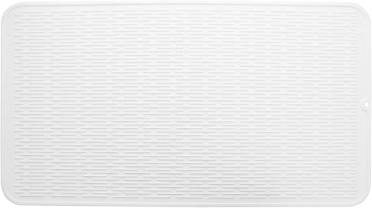 Silicone Dish Drying Mat for Multiple Usage,Easy clean,Eco-friendly,Heat-resistant Silicone Mat for Kitchen Counter or Sink,Refrigerator or Drawer Liner White 4XL 32 inches x 18 inches
