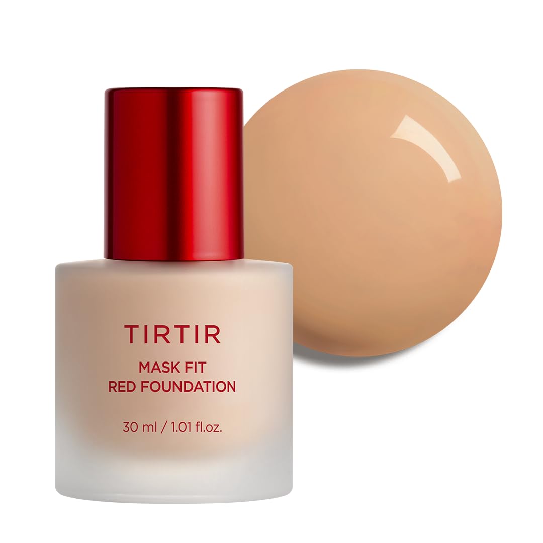 TIRTIR Mask Fit Red FoundationㅣLong Lasting Flawless Coverage, Energy Essence, Lightweight, Hydrating, Pore-Blurring, Breathable Satin Finish, Makeup, Radiant Skin, #27C Cool Beige, 1.01 Fl Oz