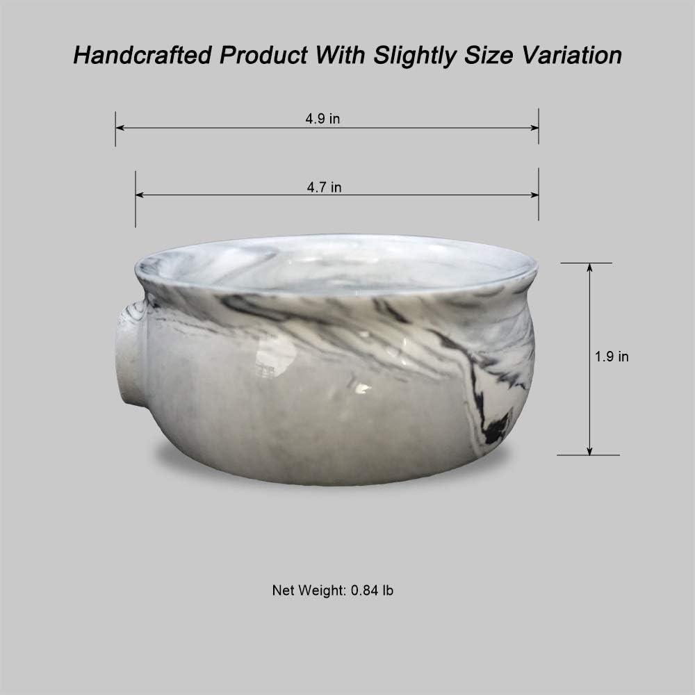 Ceramic Shaving Soap Bowl For Men, Non-slip Handle, Wide Mouth, Large Capacity, Easier to Lather-White& Black