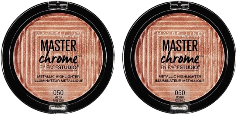 Maybelline New York Facestudio Master Chrome Metallic Highlighter Makeup, Molten Rose Gold, 0.24 Ounce (Pack of 2)