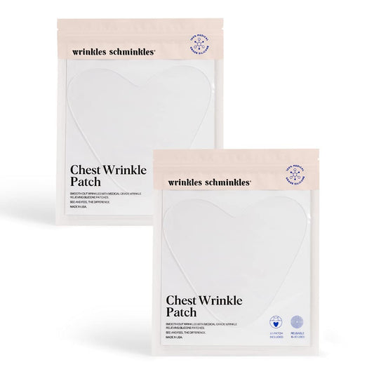 Wrinkles Schminkles Chest, Cleavage & Body Stretch Mark Wrinkle Patches | Reusable Hypoallergenic Pregnancy Safe Silicone Smoothing Pads to Prevent and Reduce Wrinkles & Stretch Marks | 2 Pack