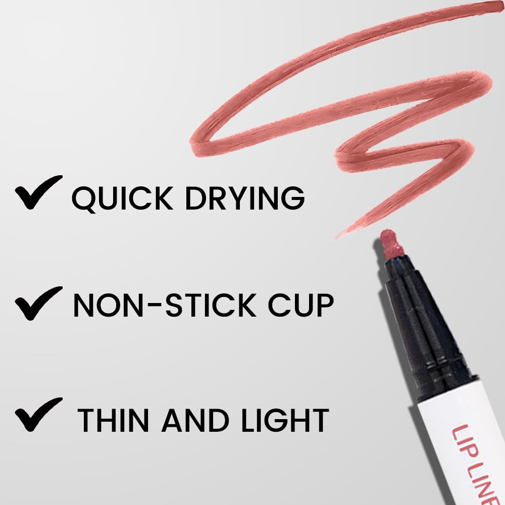 evpct Longwear Liquid Lip Liner Stain Marker Pen Long Lasting Waterproof, Maroon Dusty Mauve Matte Semi Permanent 24 Hour Lip Liner and Lipstick Combo, Color Stay Lipliner All Day, Lips Stain peel off