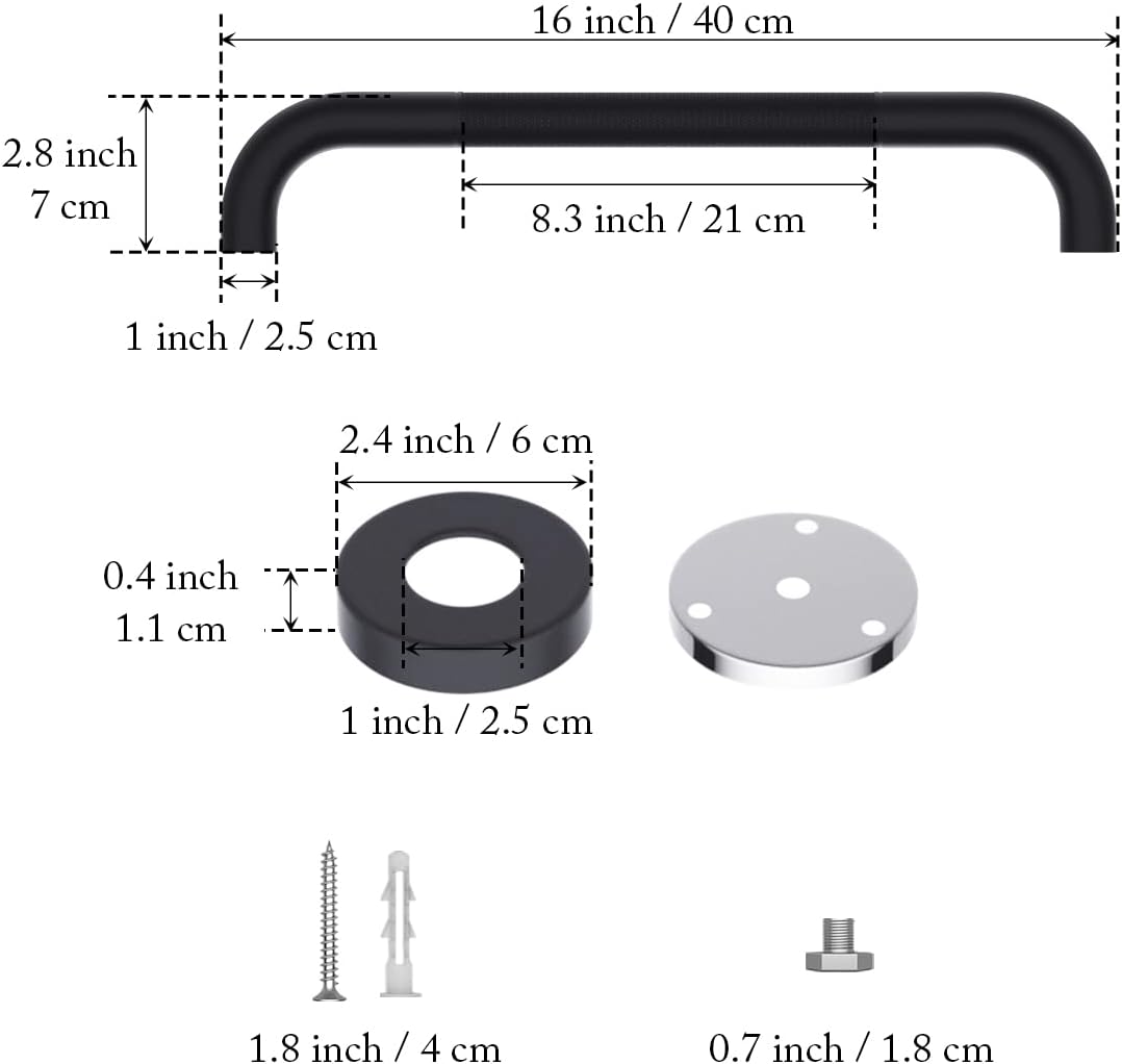 16 Inch Anti Slip Shower Grab Bar Oil Rubbed Black, Munzong Bathroom Grab Bar, Knurled Bathroom Balance Bar,Safety Hand Rail Support Handicap Elderly Injury Senior Assist Bath Handle