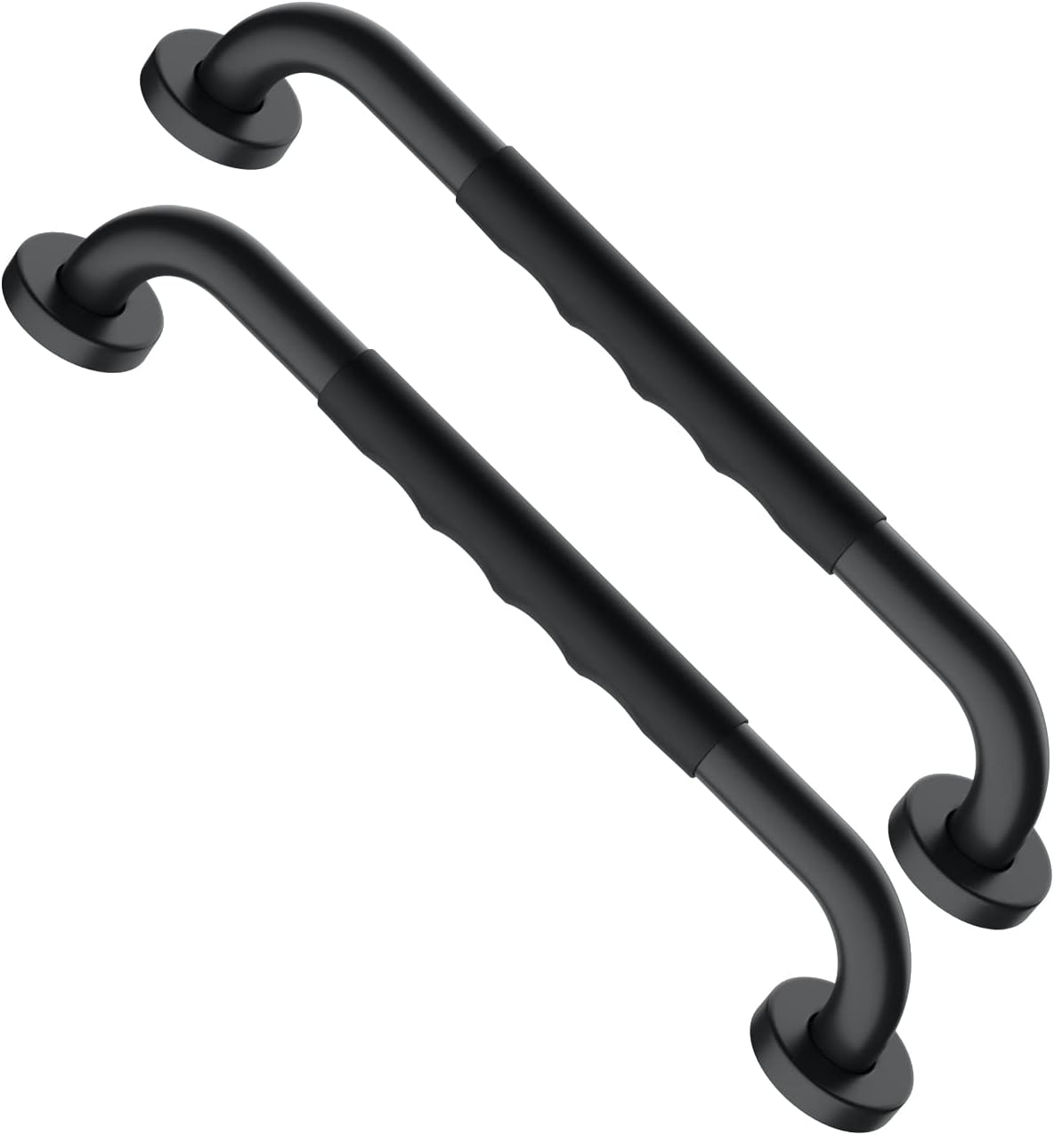16 Inch Black Shower Grab Bar w/Anti Slip Rubber Grip, Munzong 2 Pack Stainless Steel Bathroom Grab Bar, Bathroom Balance Bar,Safety Handrail Support,Handicap Injury Elderly Senior Assist Bath Handle