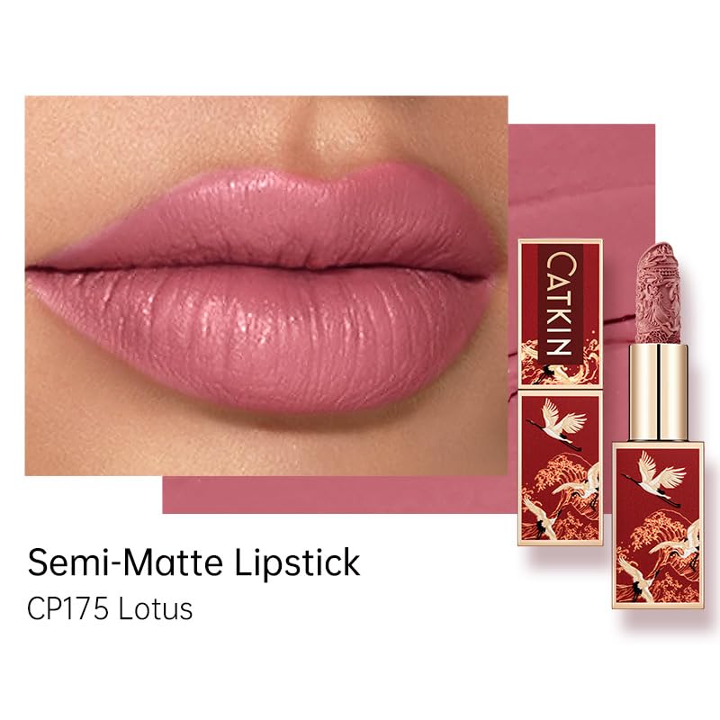 Catkin Semi-Matte Lipstick Hydrating High Impact Color Infused with Vitamin E and Avocado Oil Smooth Soft Texture Long Lasting Matte Finish 175