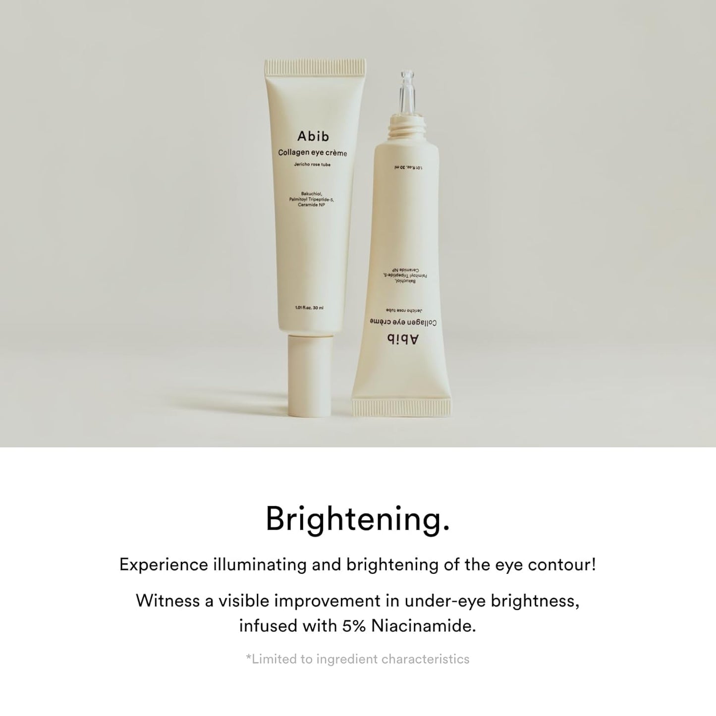 Abib Collagen Eye Crème Jericho Rose Tube for Dark Circles and Puffiness, Under Eye Fine Lines