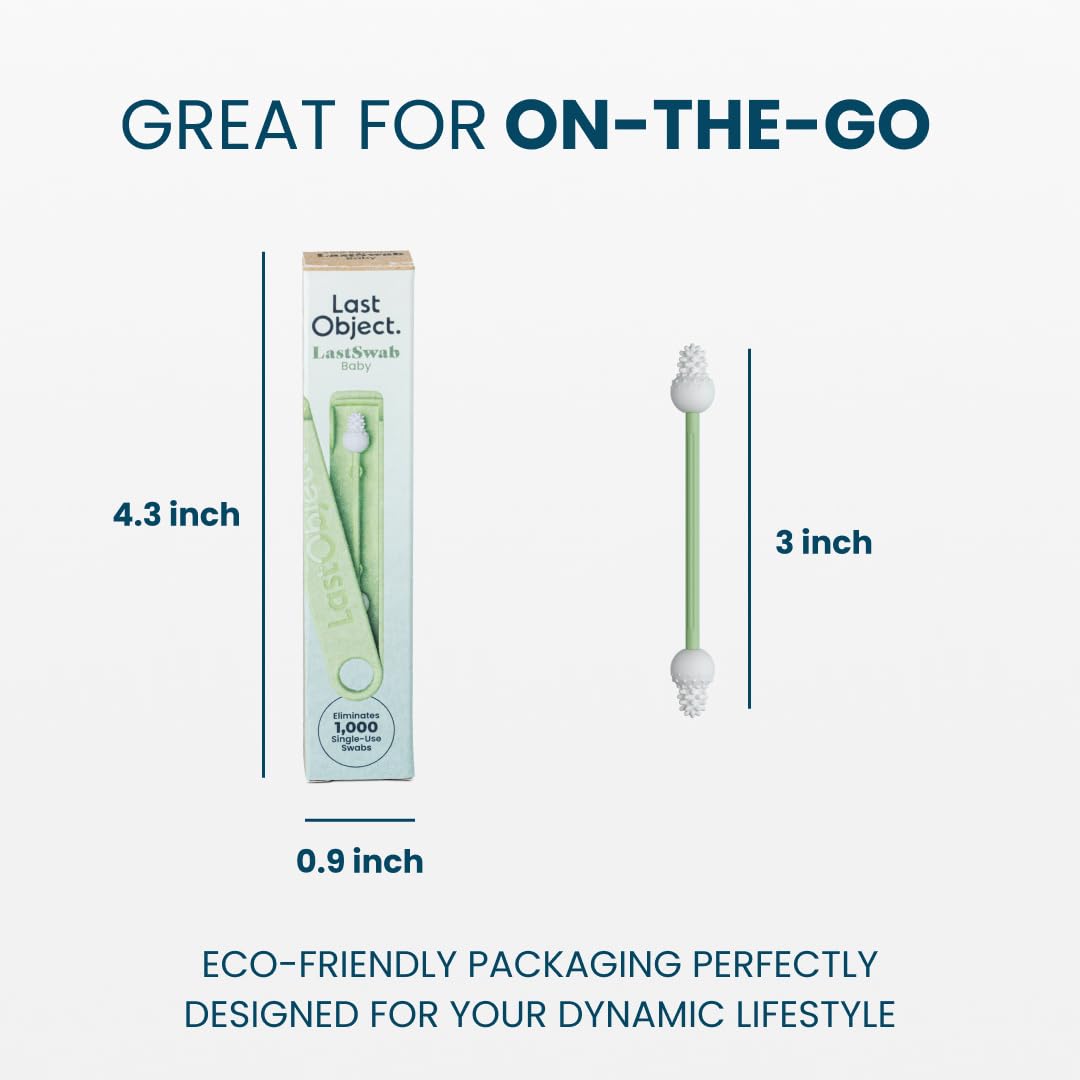 LastSwab® Reusable Cotton Safety Swabs for Baby Ear Cleaning - The Sustainable and Sanitary Alternative to Single-Use Q Tips - Easy to Clean and Zero Waste - Convenient Travel Case Holder