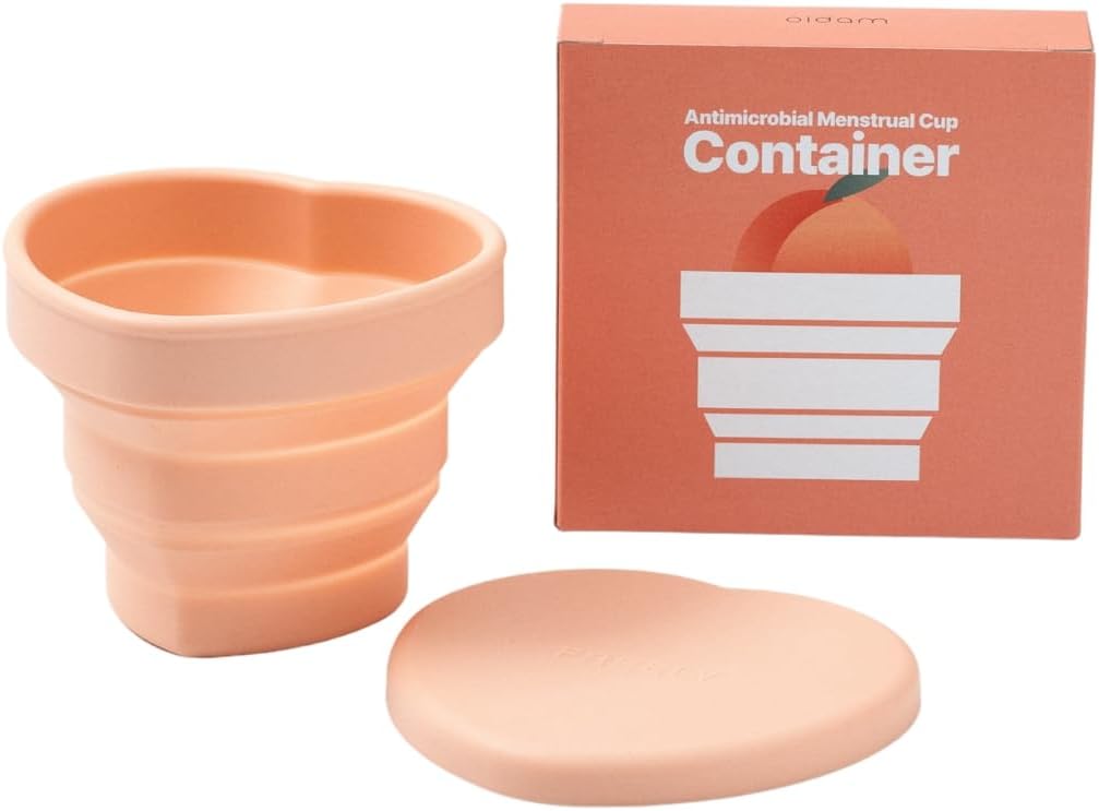 Oldam Menstrual Cup Container, Easy Sanitizing, Reusable, Foldable, Soft Peach